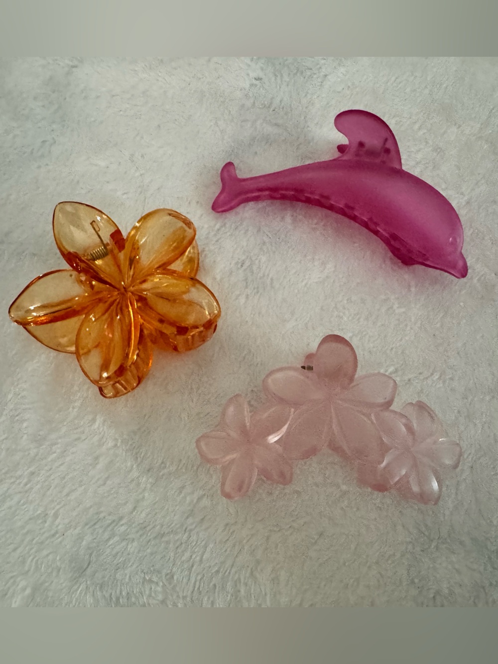 Beach Time!!  Floral & Dolphin Hair Clips - Pink, Light Pink, Amber